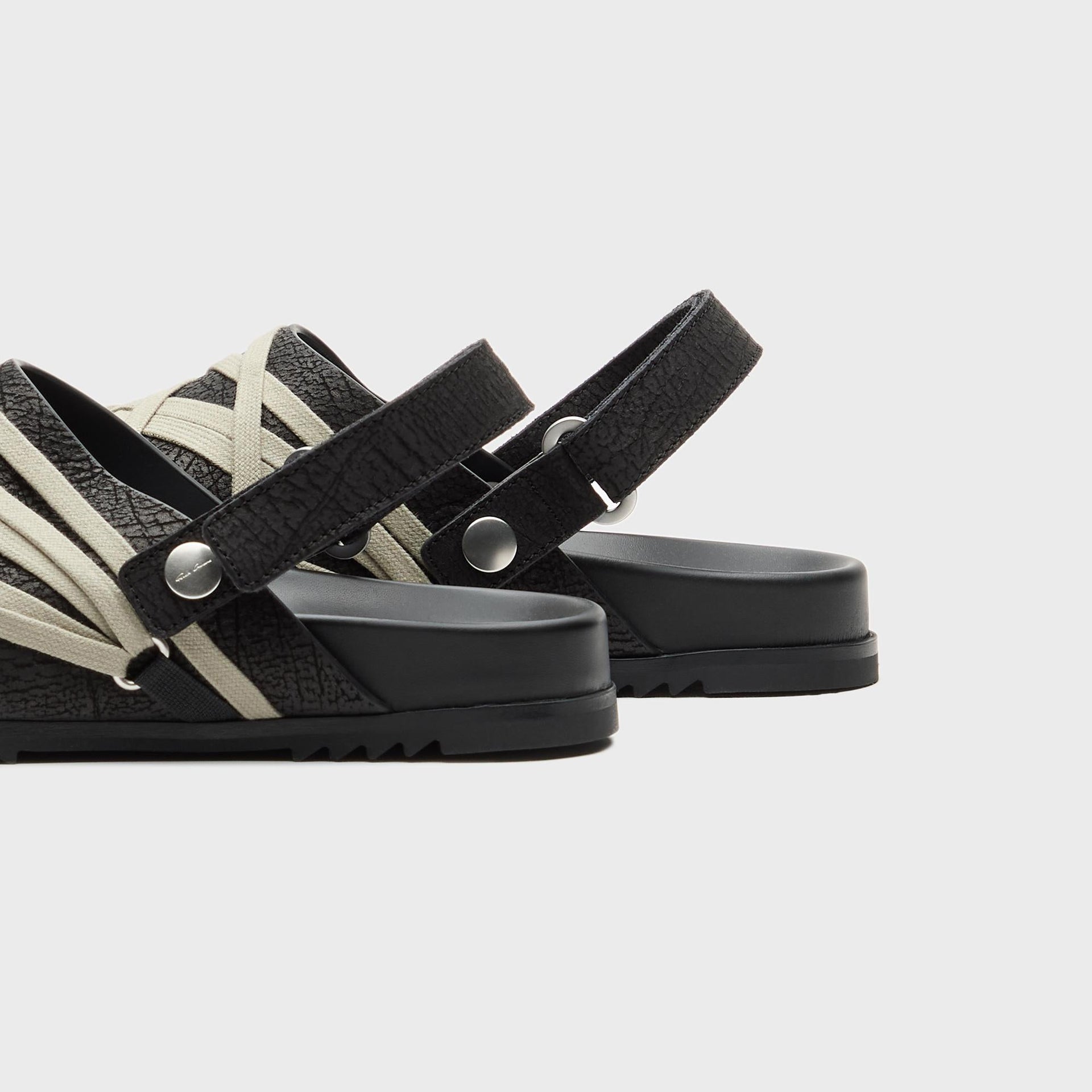 Rick Owens Megalace Mule Granola Mules- Pelle Black