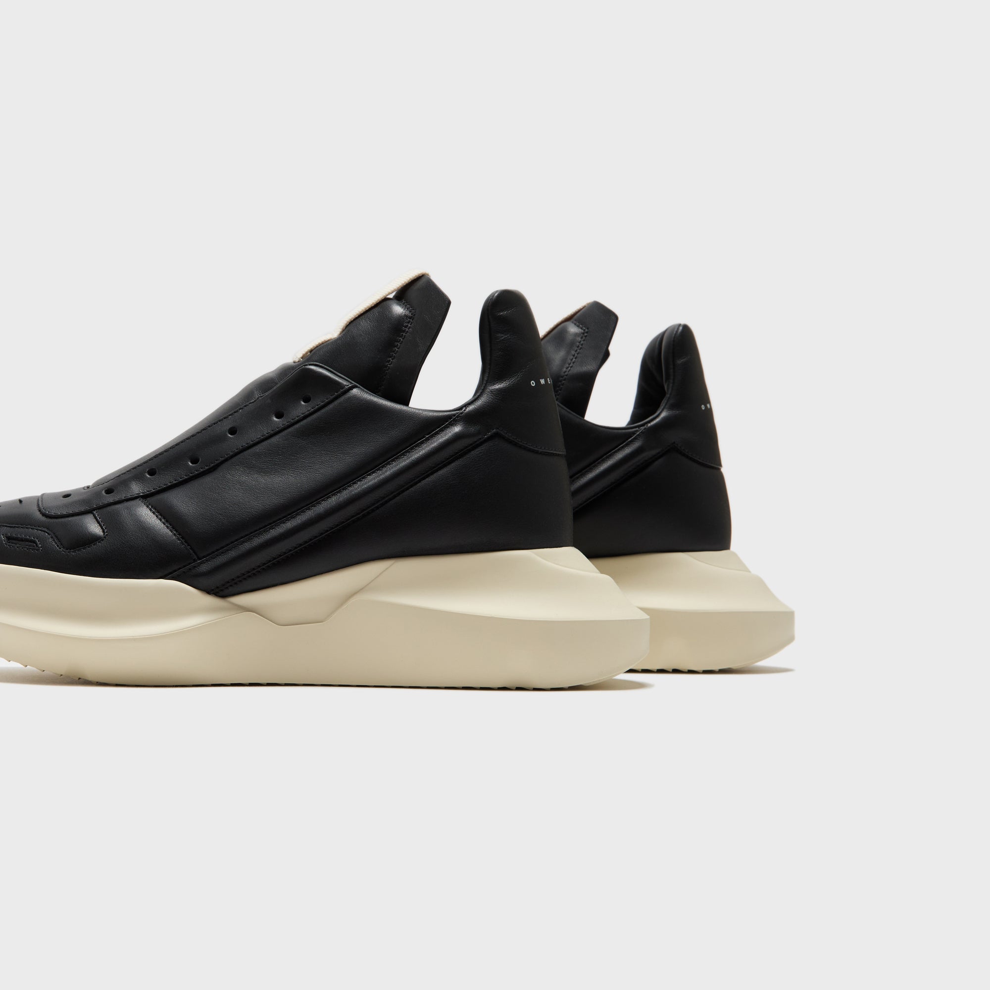 Rick Owens Scarpe Pelle Geth Runner - Black / Milk / Milk – Kith