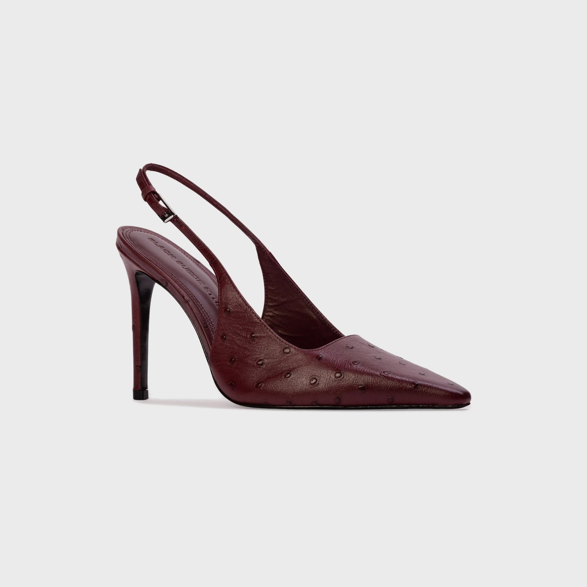 Black Suede Studio Lainey 100 - Black Ostrich Leather