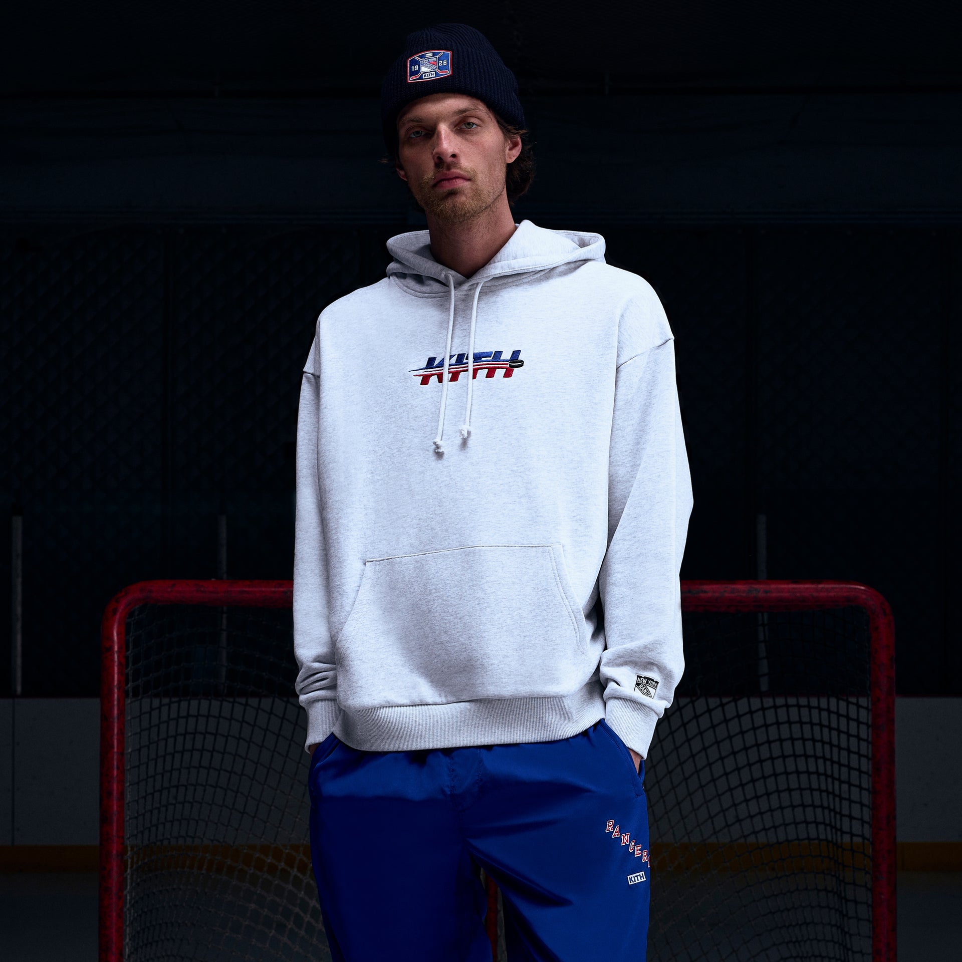 Kith for the New York Rangers Hat Trick Nelson Hoodie - Light Heather Grey