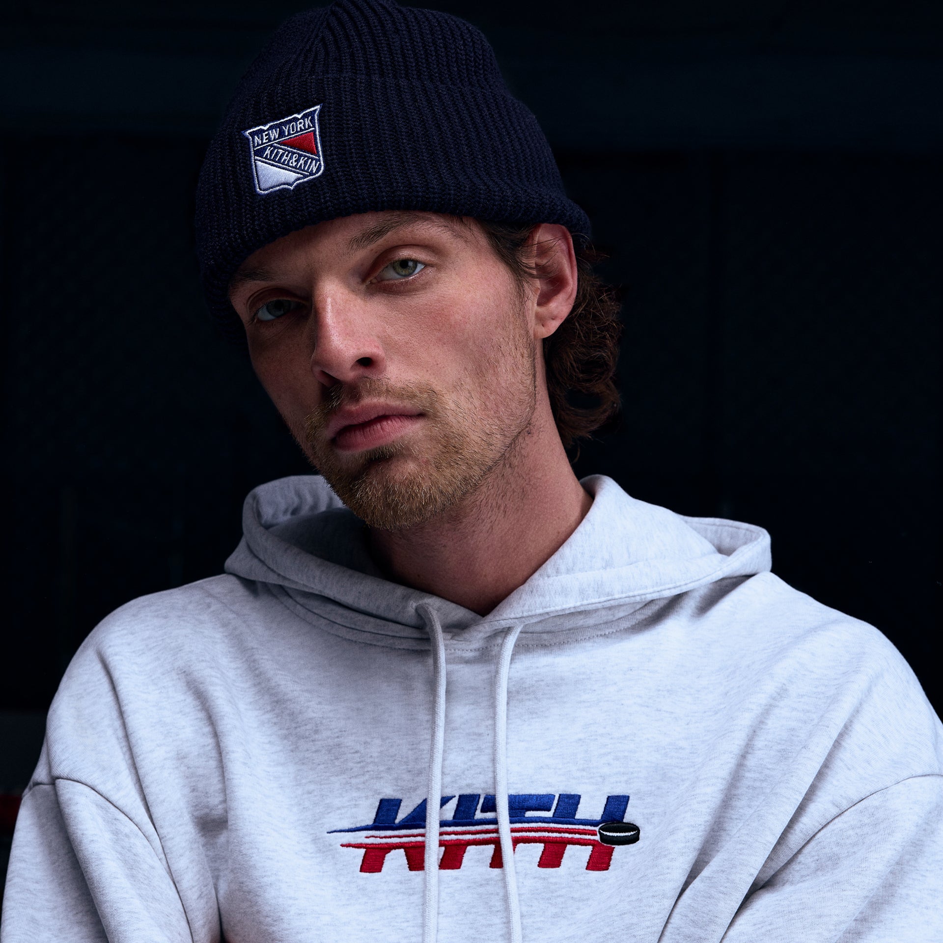 Kith for the New York Rangers Hat Trick Nelson Hoodie - Light Heather Grey