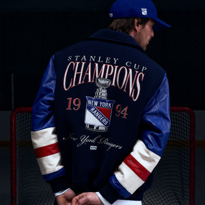 Kith for the New York Rangers Wool Leather Varsity Jacket - Nocturnal