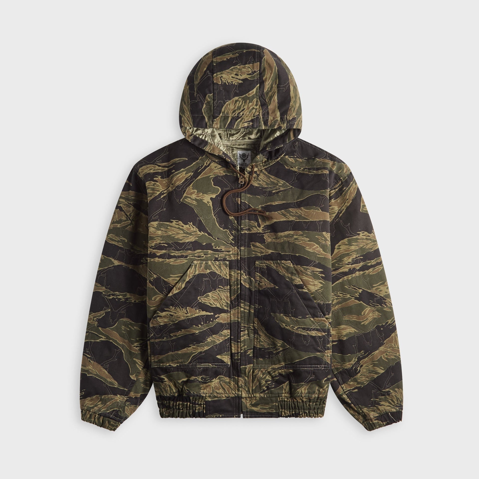 South2 West8 Zipped Work Hoody - Skull Quilting / Tiger Camo