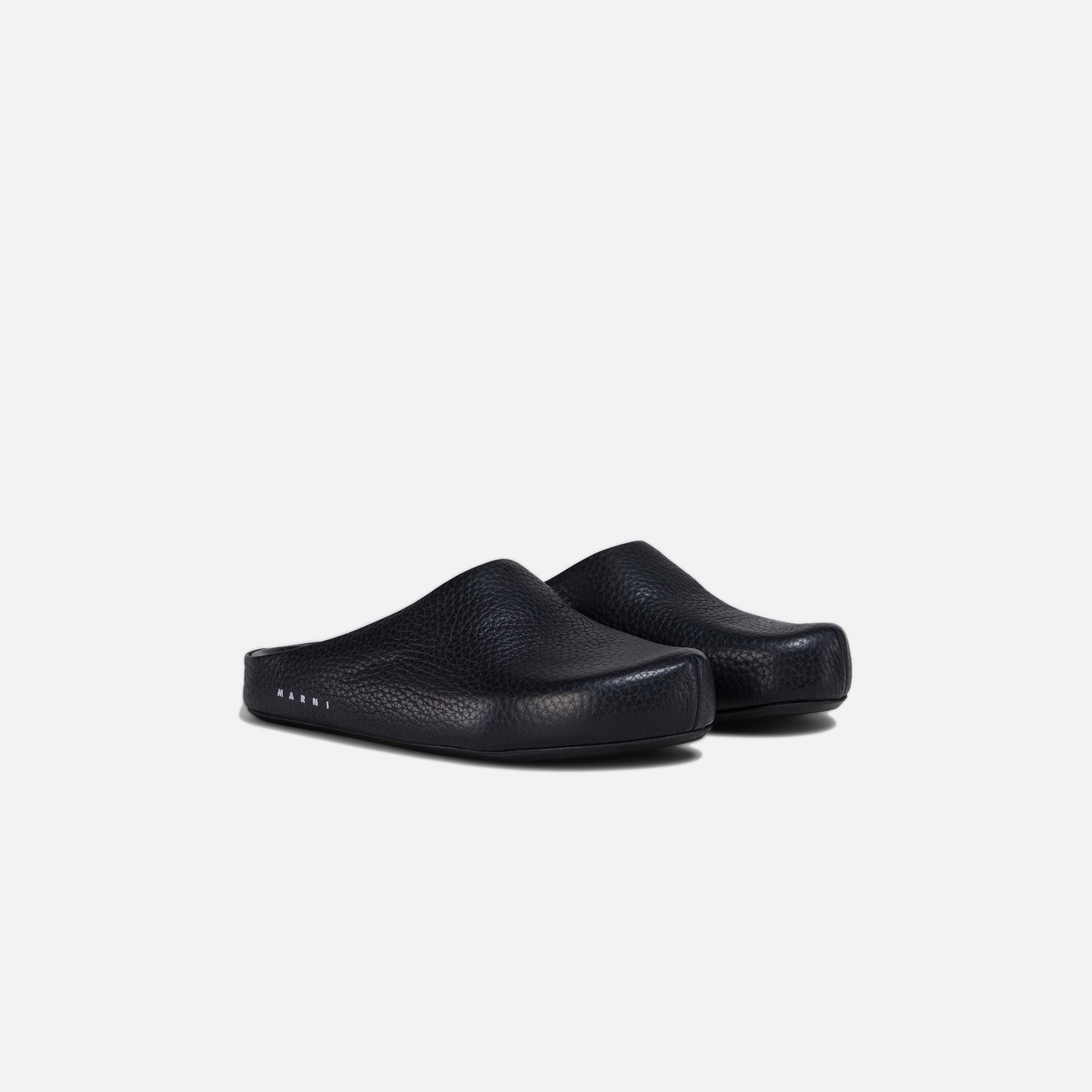 Marni Mens Fussbett Sabot Grained Calf Leather - Black
