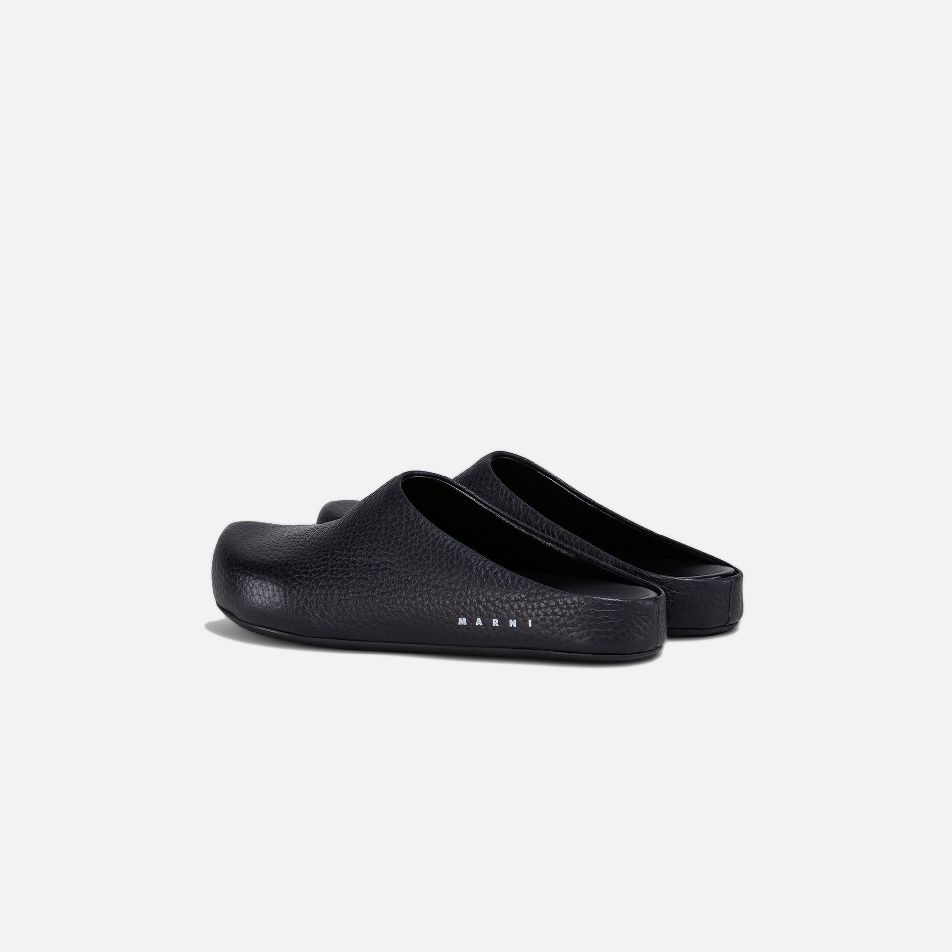 Marni Mens Fussbett Sabot Grained Calf Leather - Black