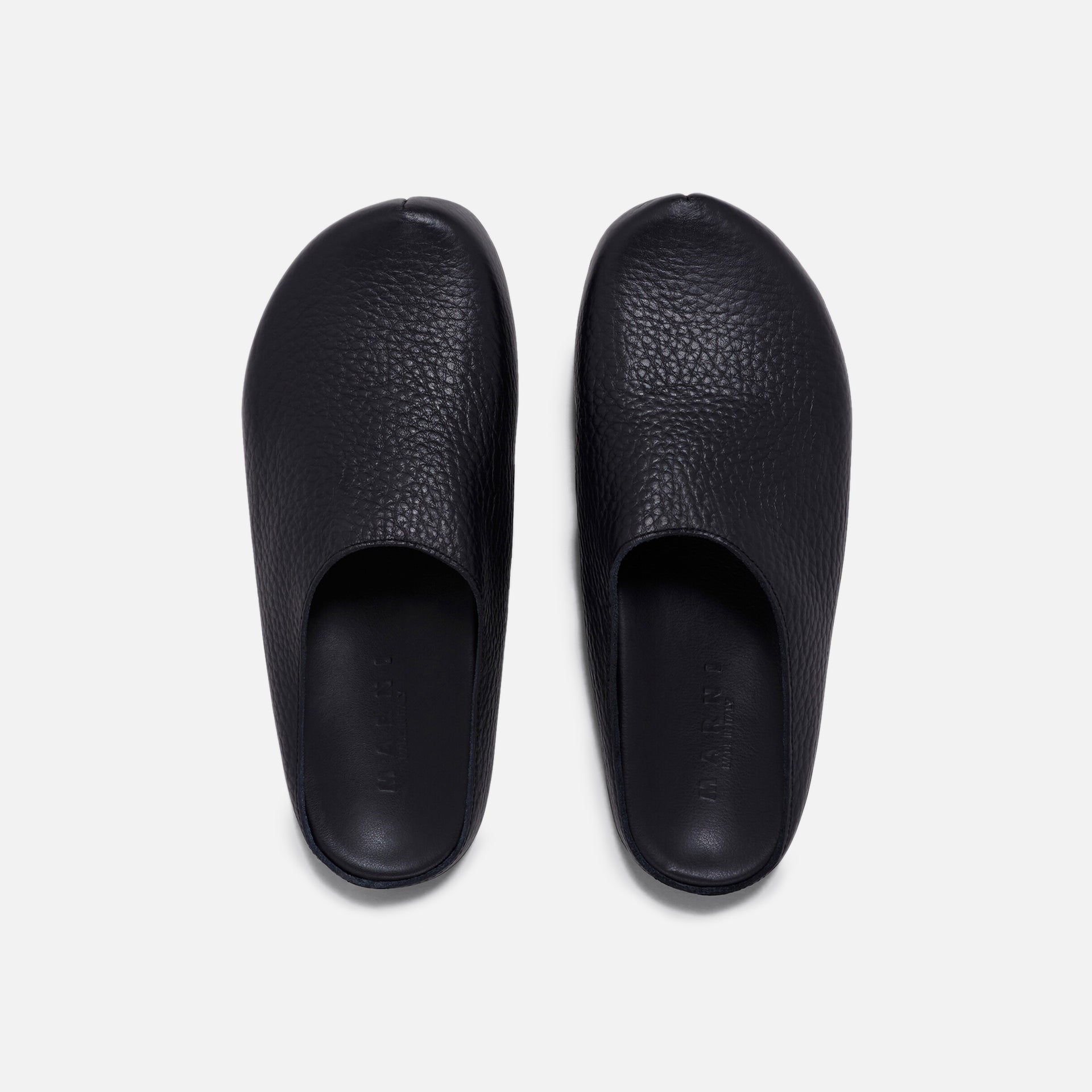 Marni Mens Fussbett Sabot Grained Calf Leather - Black