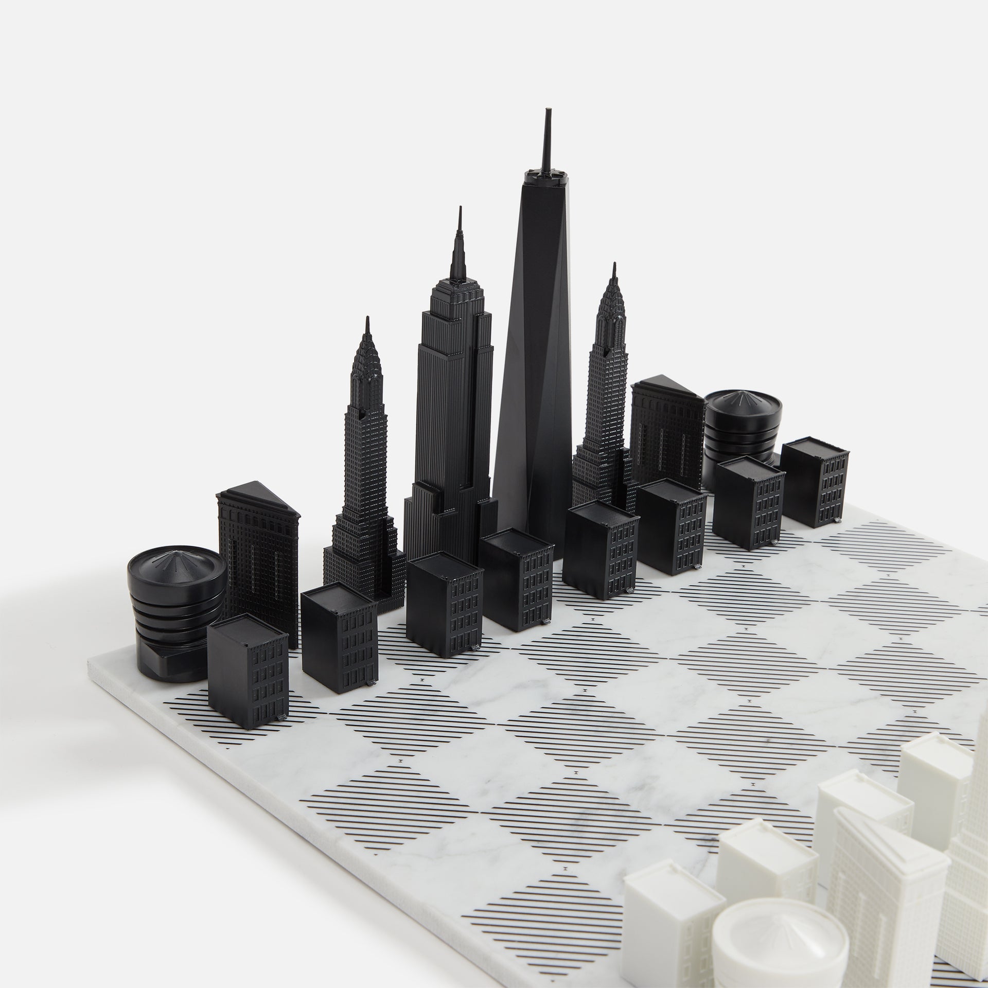 Skyline Chess New York Addition with Marble Board - White / Black