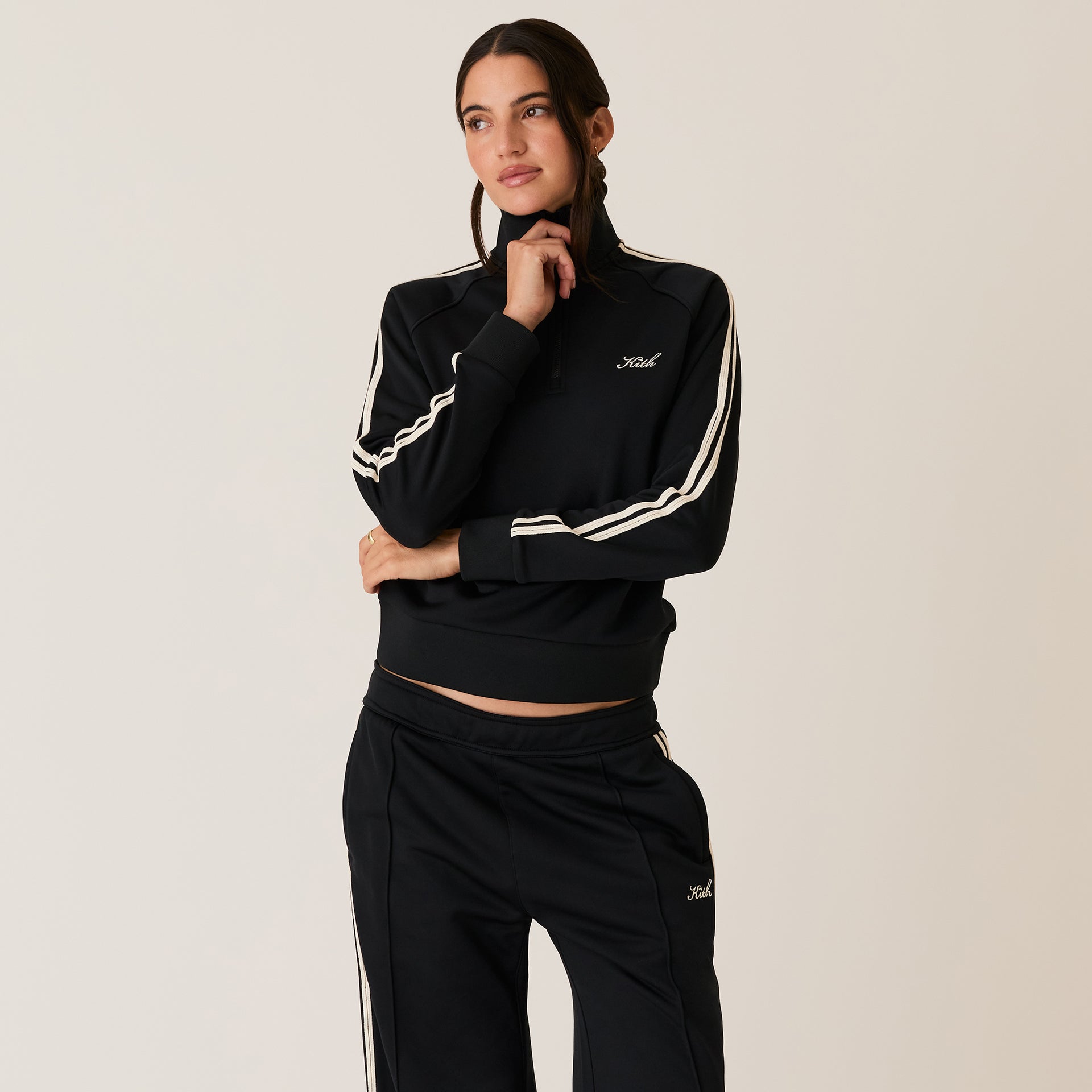 Kith Women Everly Tricot Track Quarter Zip - Black