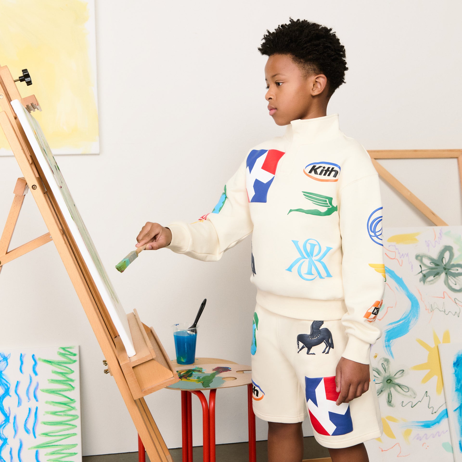 Kith Kids Logo Hunter Pullover - Sandrift