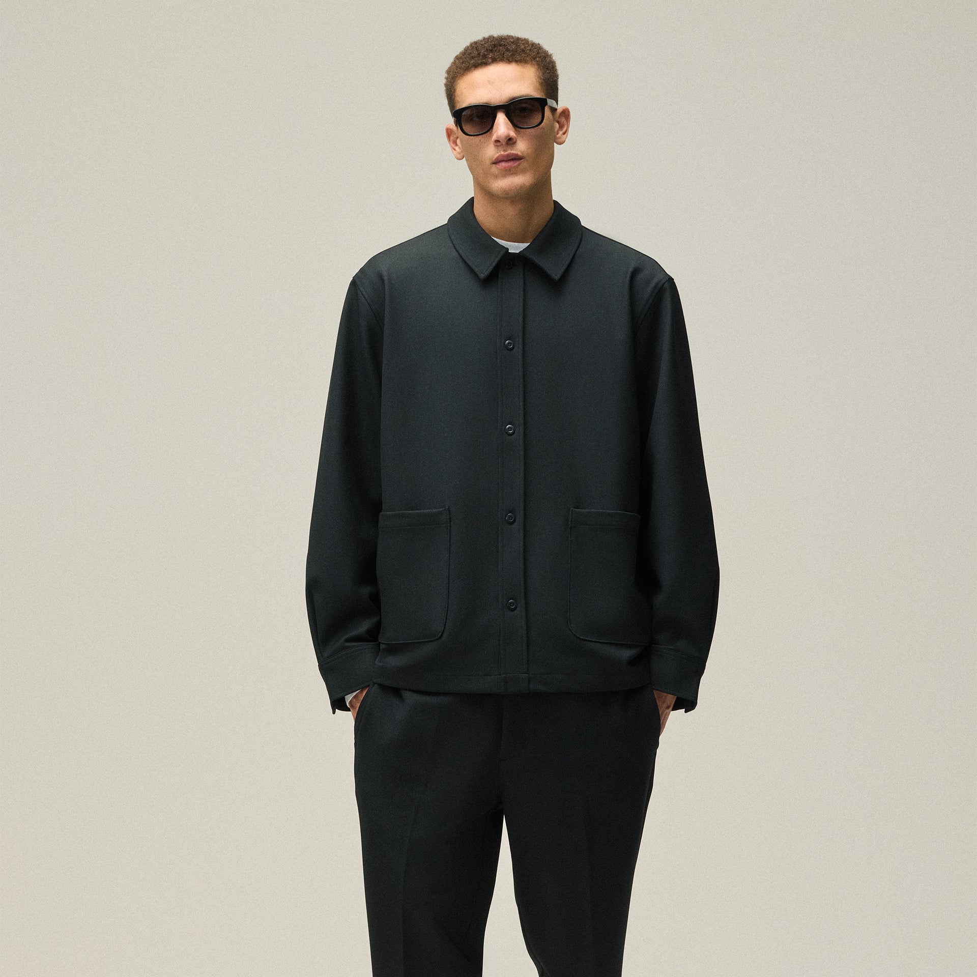 Kith Double Weave Boxy Collared Overshirt - Black