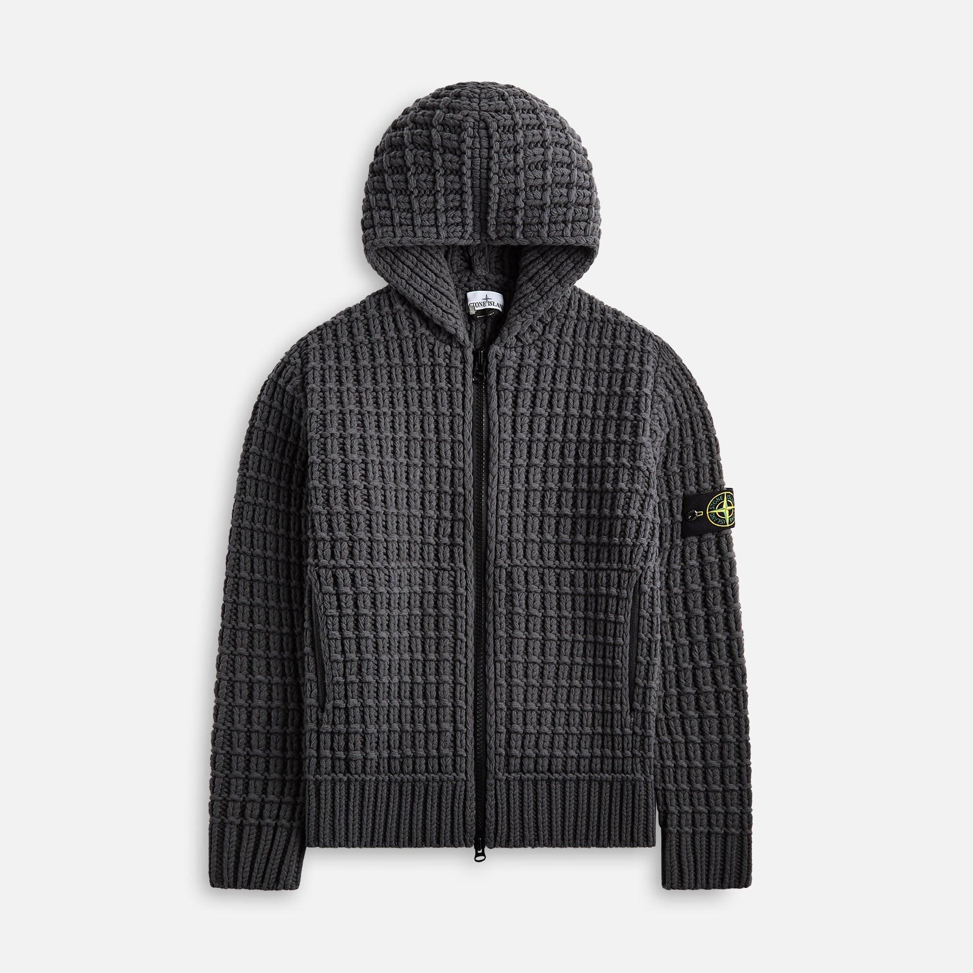 Stone Island Zip Knit Hoodie - Lead Grey