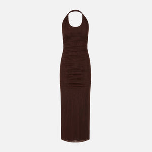 SIR Jacques Mesh Halter Midi Dress - Chocolate