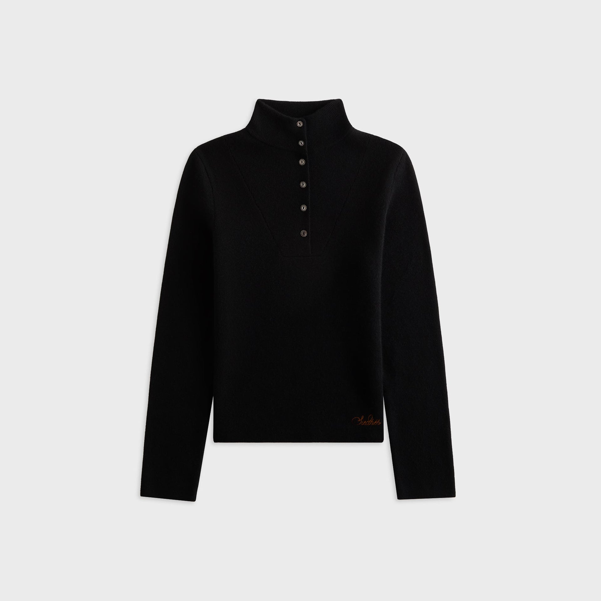 Siedres Elora High Collar Knit Top - Black