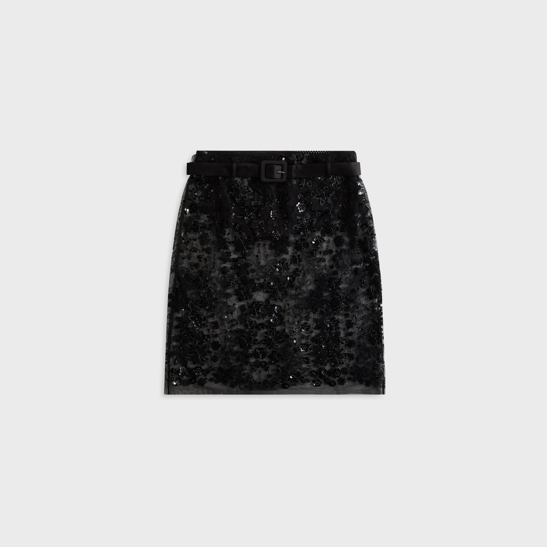 Siedres Estelle Embroidered Skirt with Mini Shorts and Belt - Black