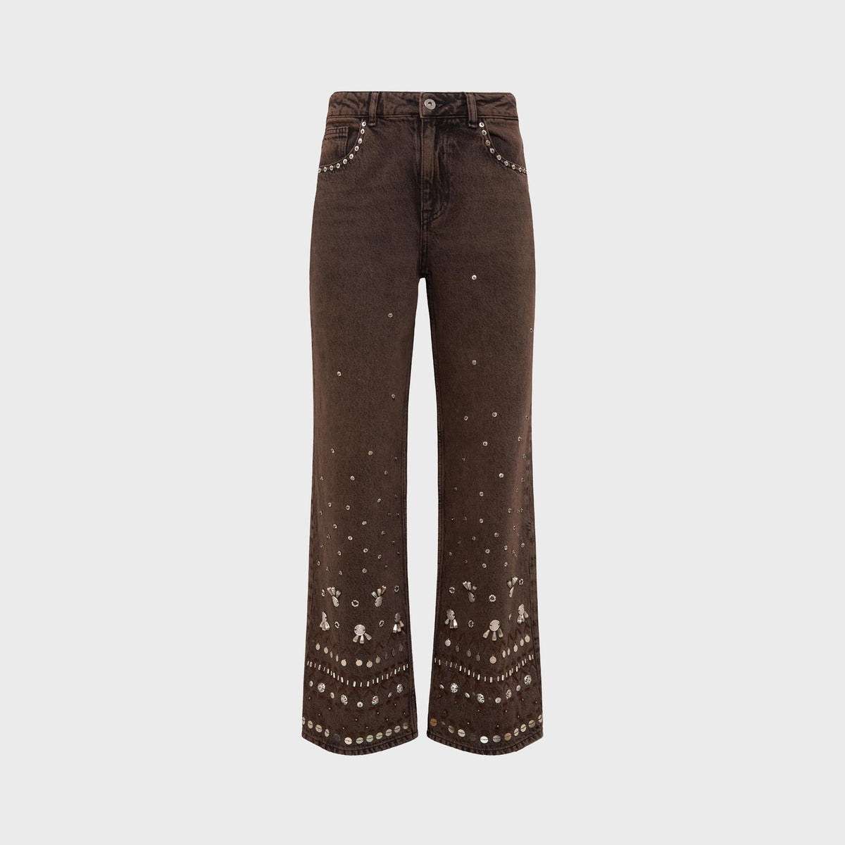 Siedres Junie Studded Denim Pant - Brown
