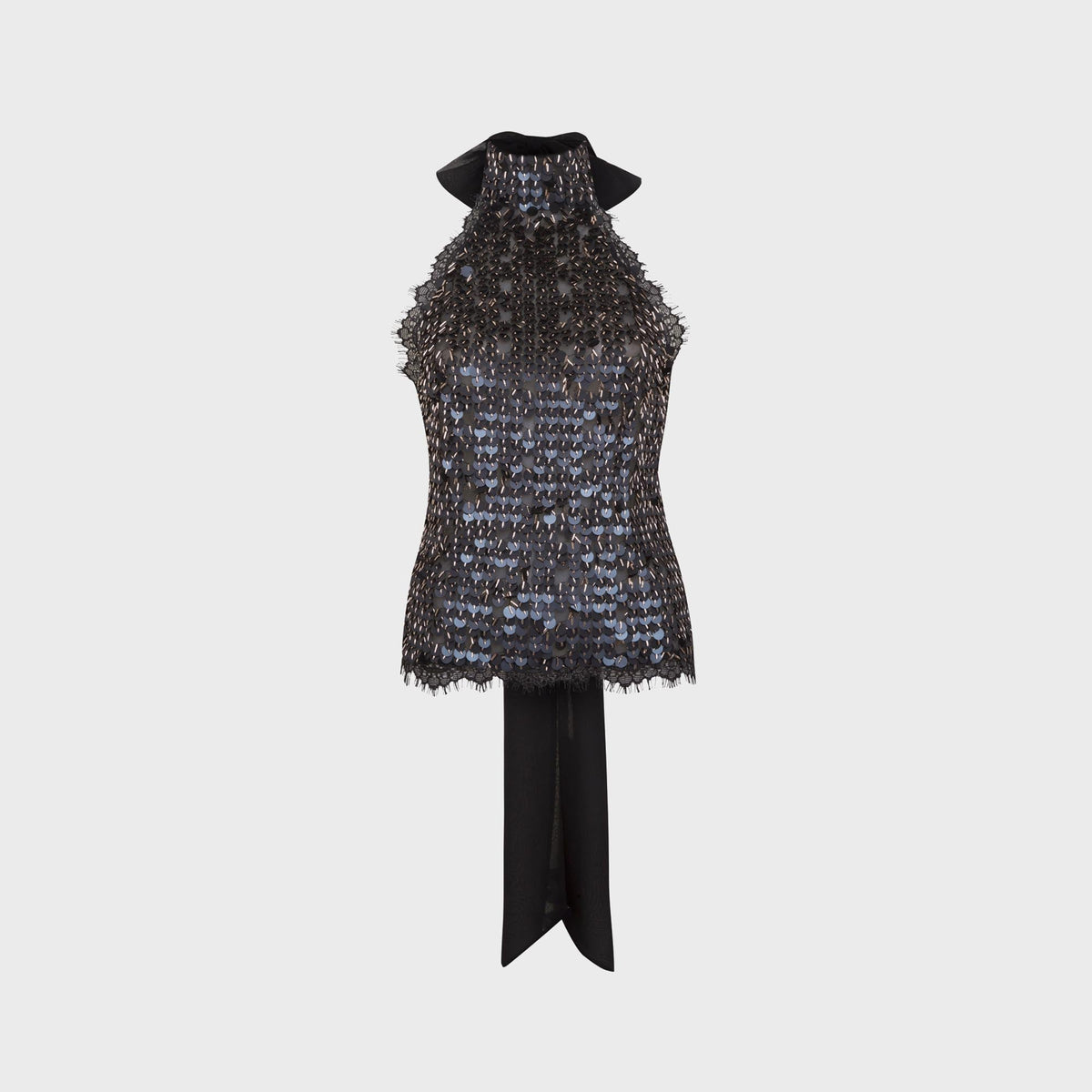 Siedres Darcy Sequin Embellished Lace Top - Black