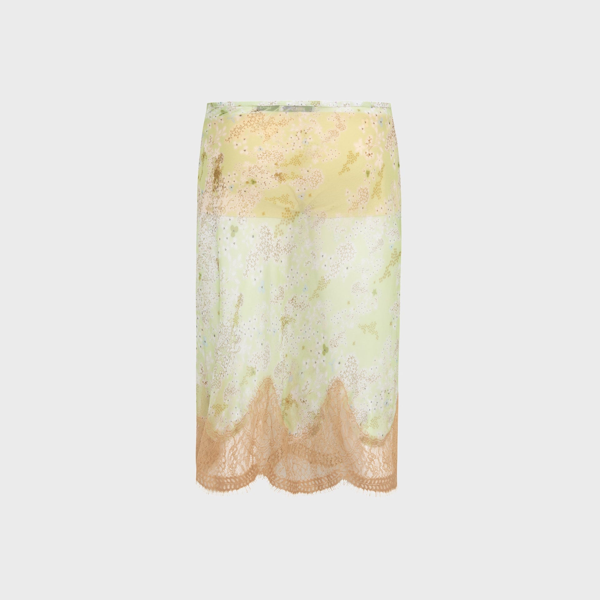 Siedres Colette Printed Chiffon Lace Hem Midi Skirt - Multi