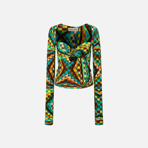 Siedres Divy Printed Knot Front Top - Multi