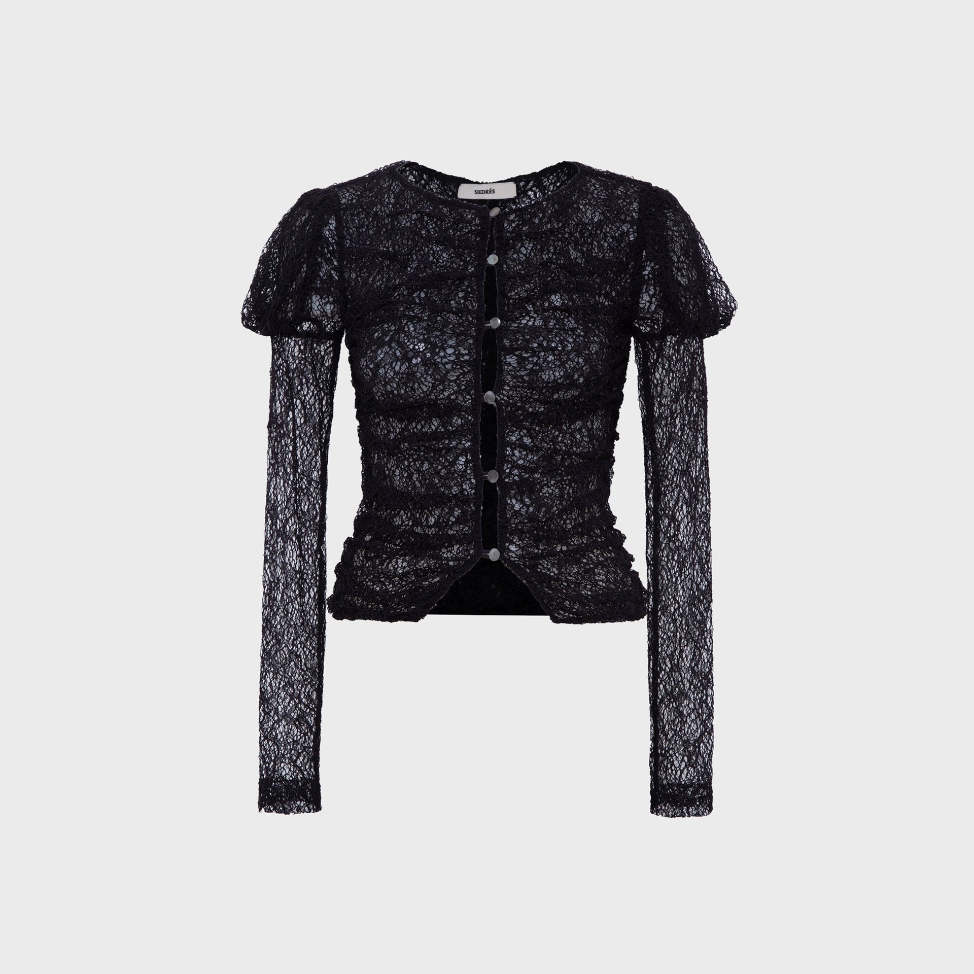 Siedres Uma Semi Sheer Lace Top - Black