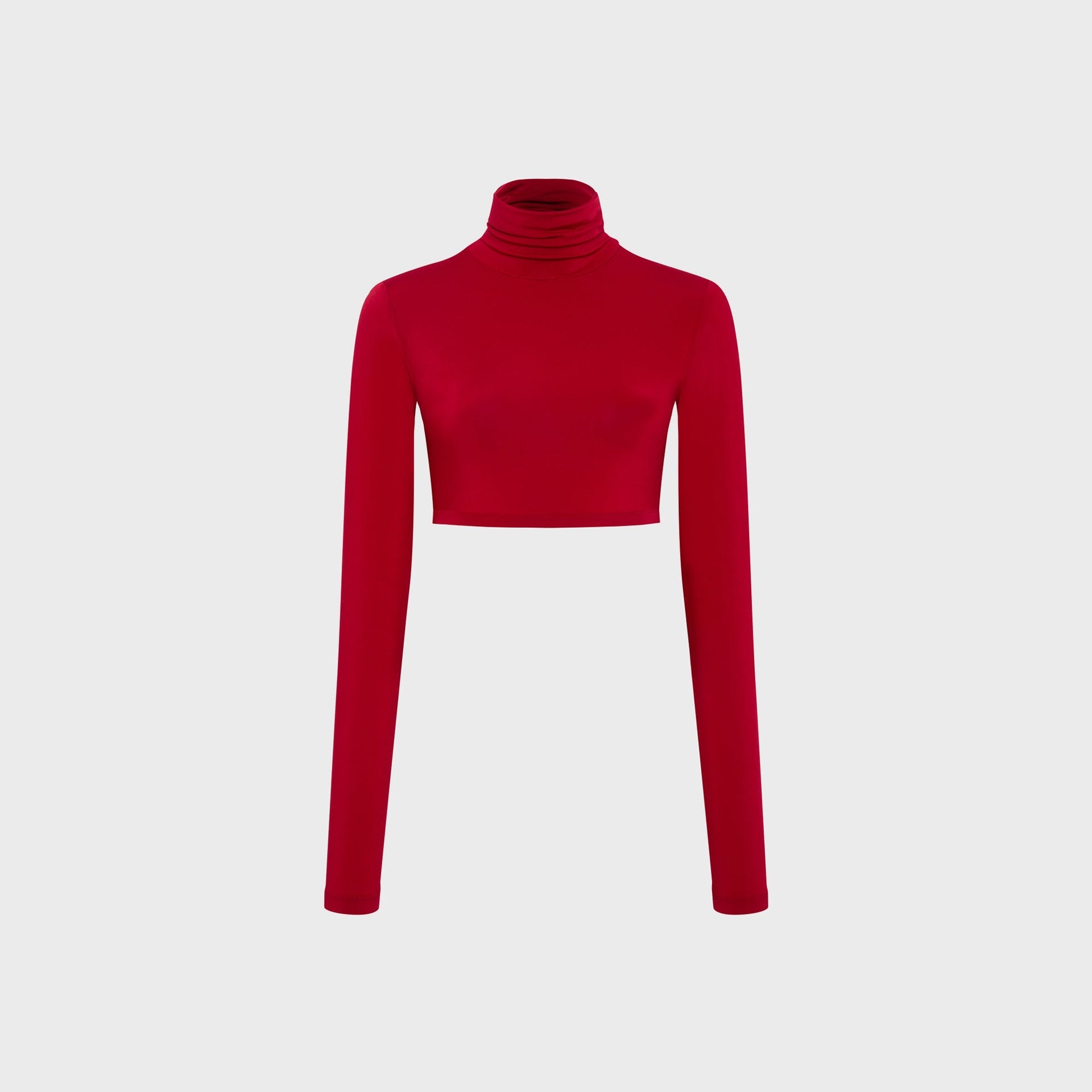 Siedres Georgie Long Sleeve Cropped Turtleneck Top - Red