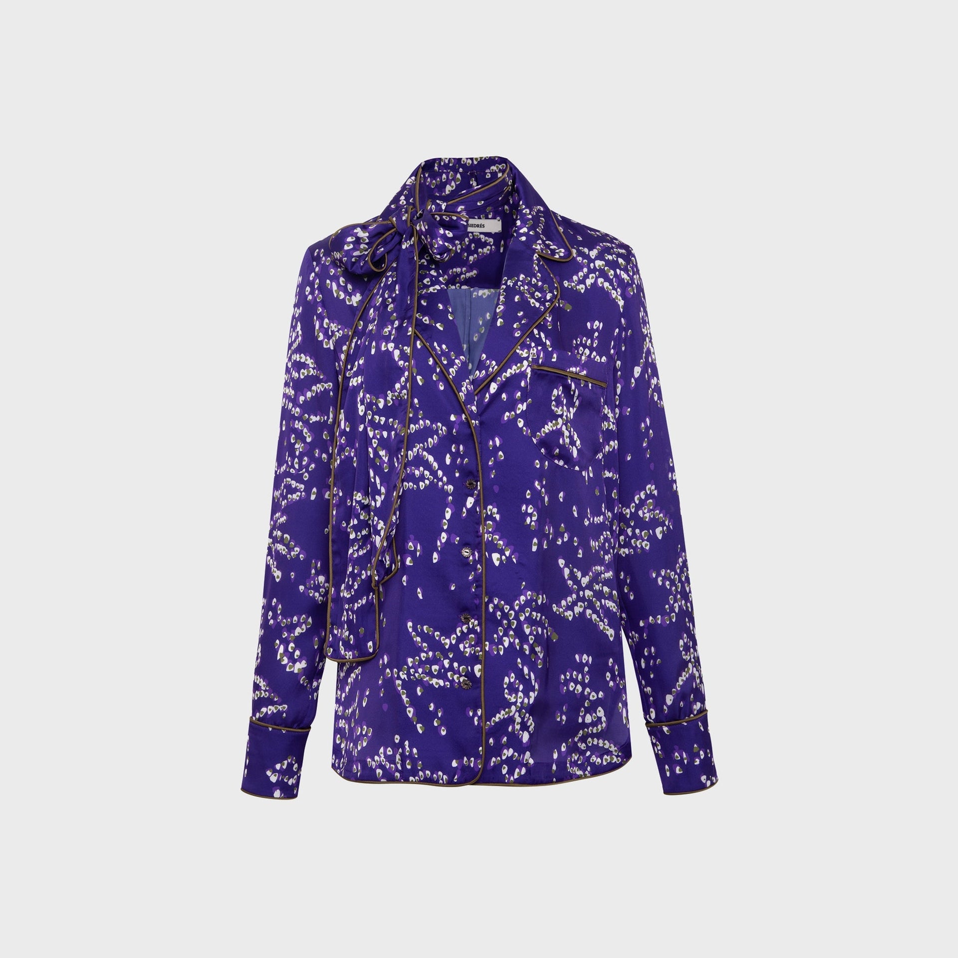Siedres Micla Printed Satin Button Down Shirt - Purple
