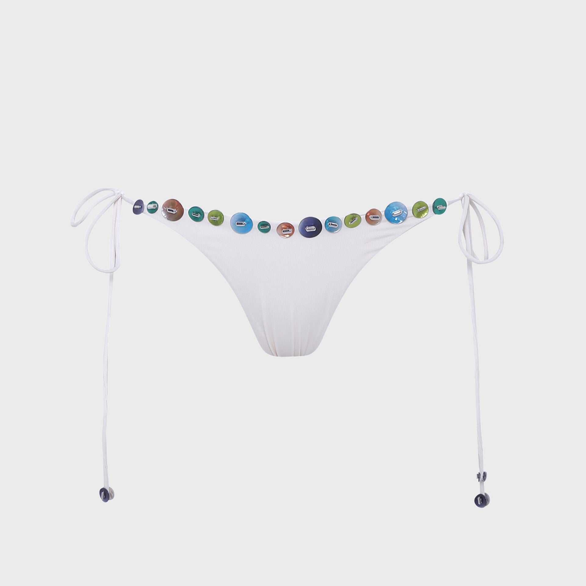 Siedres Rom Embellished Tie-Detailed Low-Rise Bikini Brief - Ecru