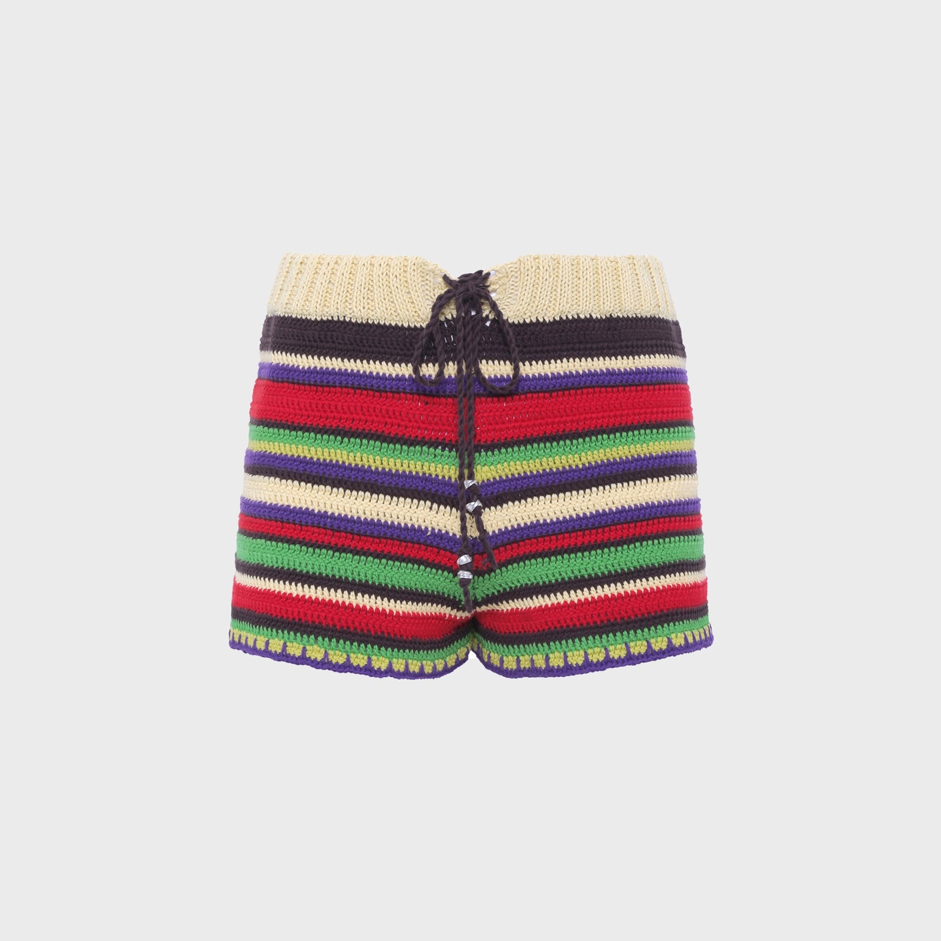 Siedres Renata Striped Crochet Mini Short - Multi