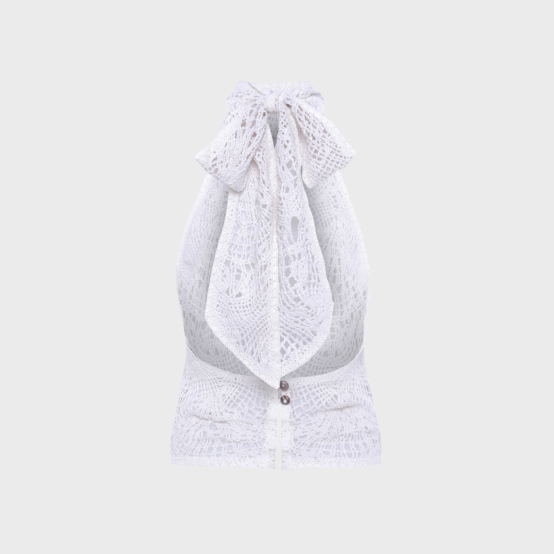 Siedres Indy Halterneck Crocheted Top - Off-white
