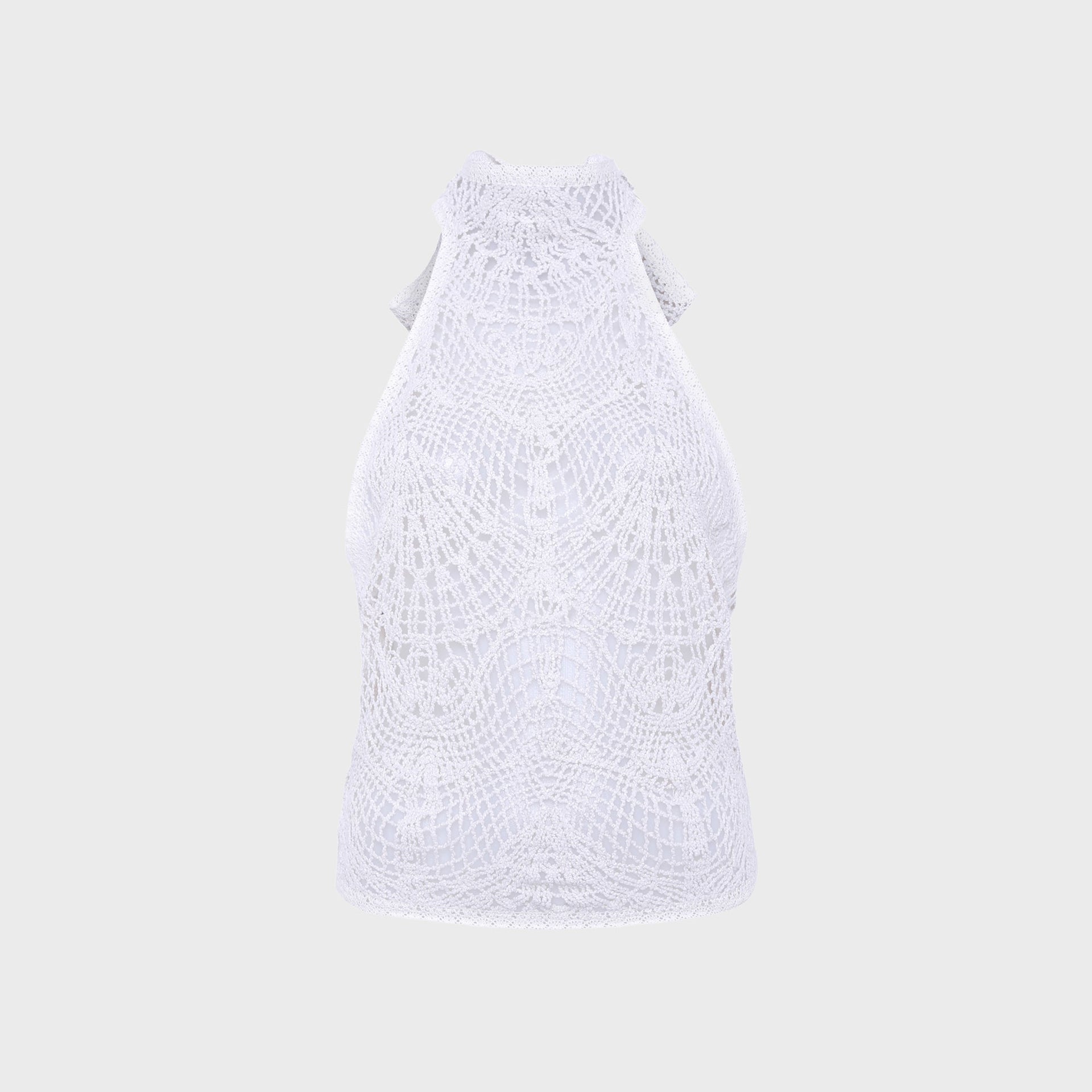 Siedres Indy Halterneck Crocheted Top - Off-white
