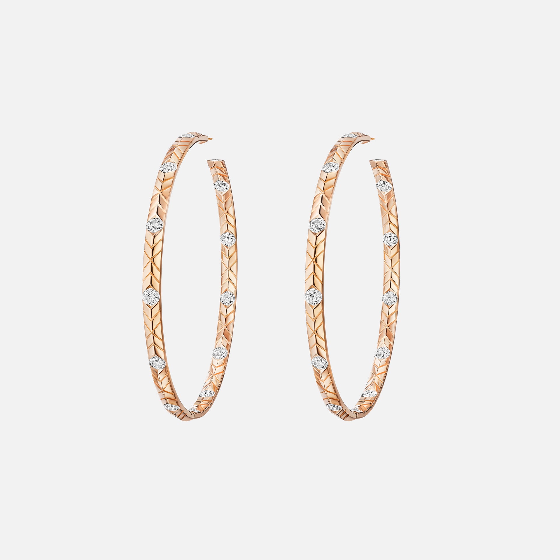 VL Cepher Skeiling Large Earrings With 26 Diamonds - Rose Gold