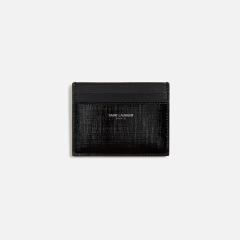 Saint Laurent YSL Black Grid Leather CC - Black