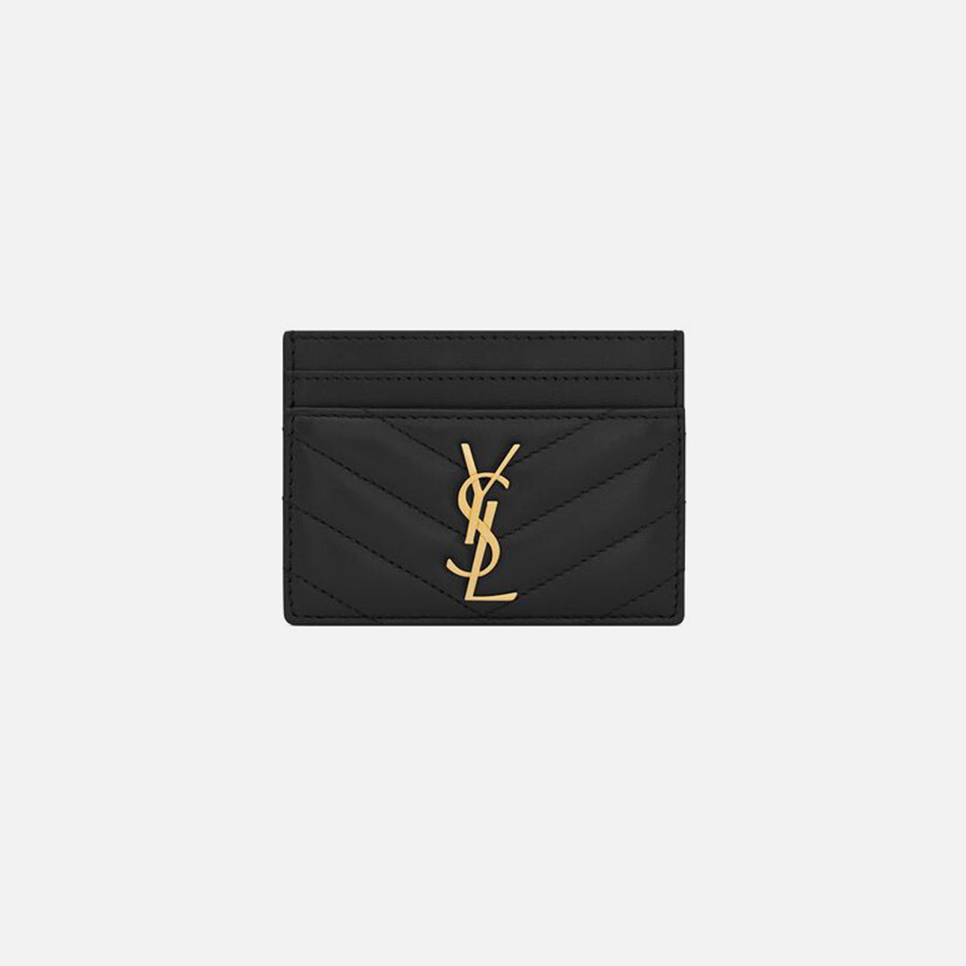 Saint Laurent Nappa Matelasse Credit Card Case - Black