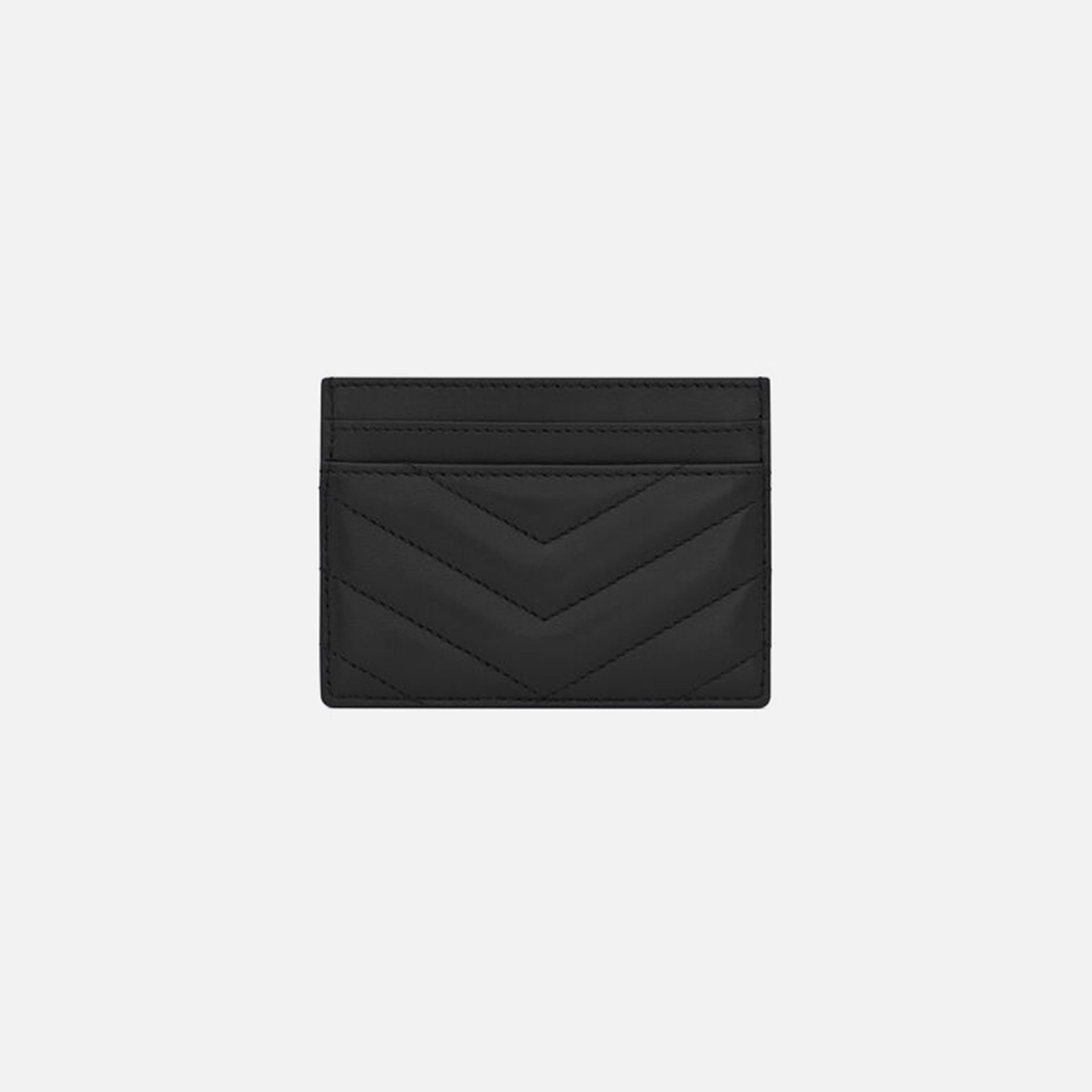 Saint Laurent Nappa Matelasse Credit Card Case - Black