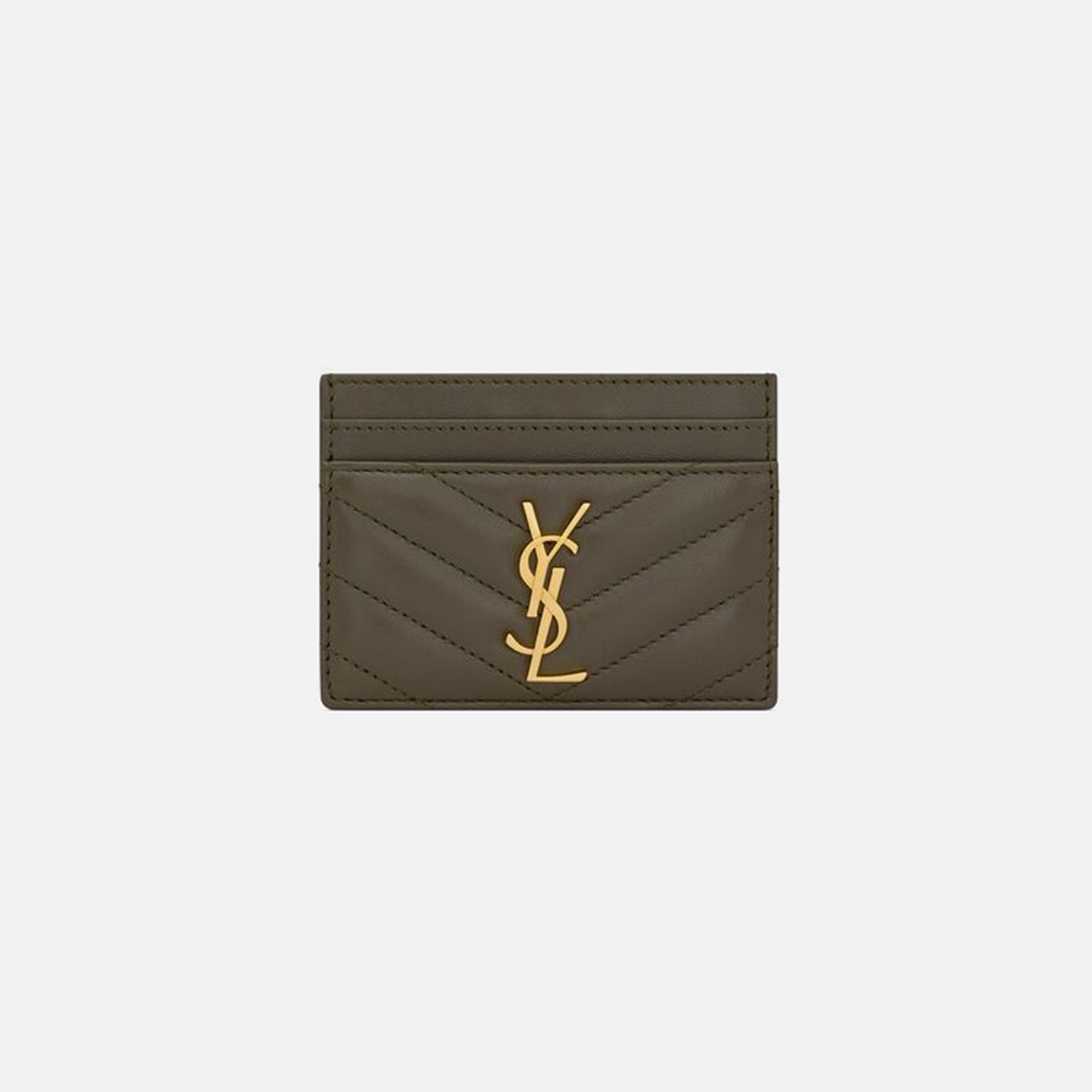 Saint Laurent Nappa Matelasse Credit Card Case - Light Musk