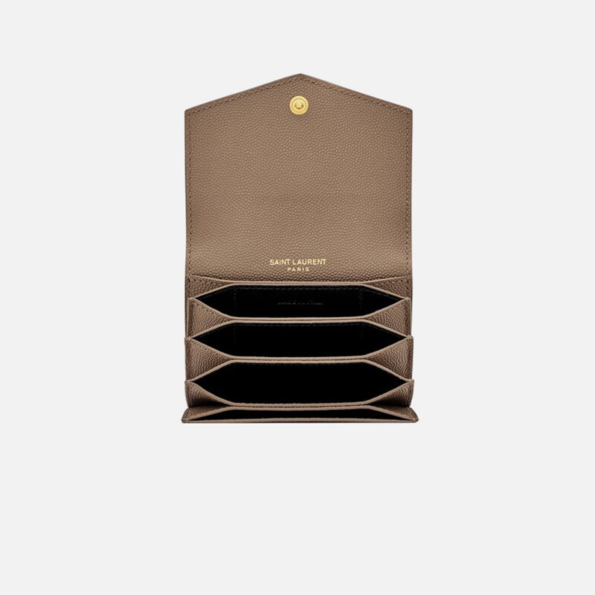 Saint Laurent Cuir Impression Grain de Poudre Muti Business Card - Taupe