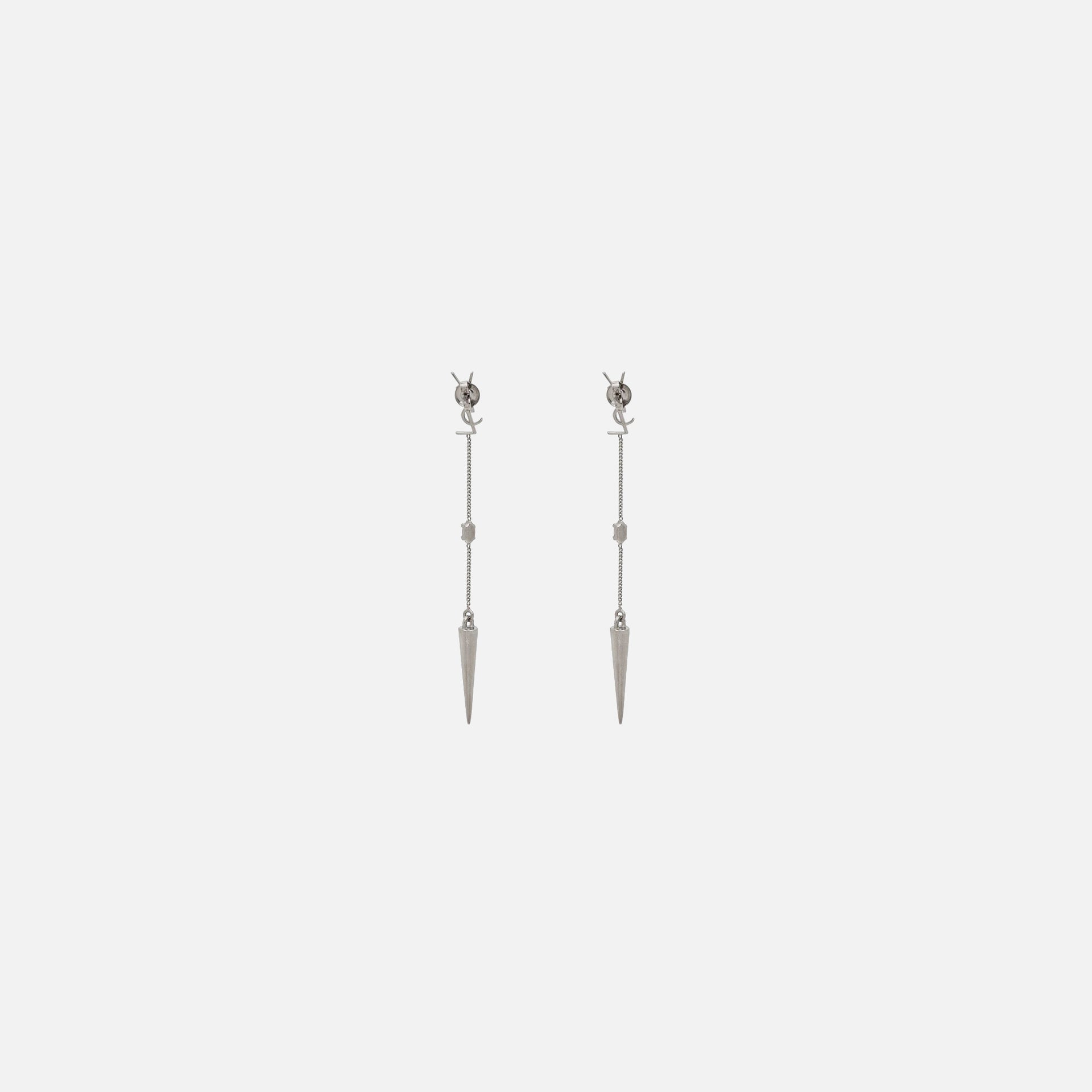 Saint Laurent YSL Rhinestone Spike Earrings - Palladium