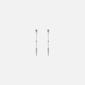 Saint Laurent YSL Rhinestone Spike Earrings - Palladium