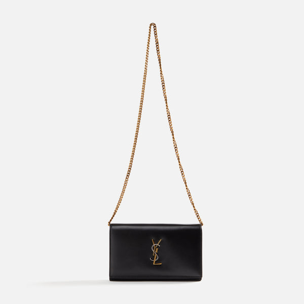 Tricolor YSL Monogram Small Envelope Leather Wallet On Chain