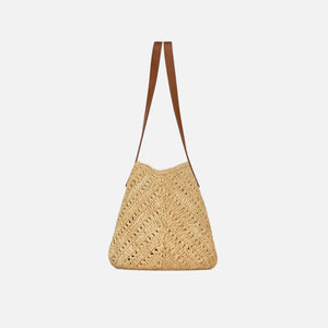 Saint Laurent Panier Rafia Tote Bag - Natural / Brick