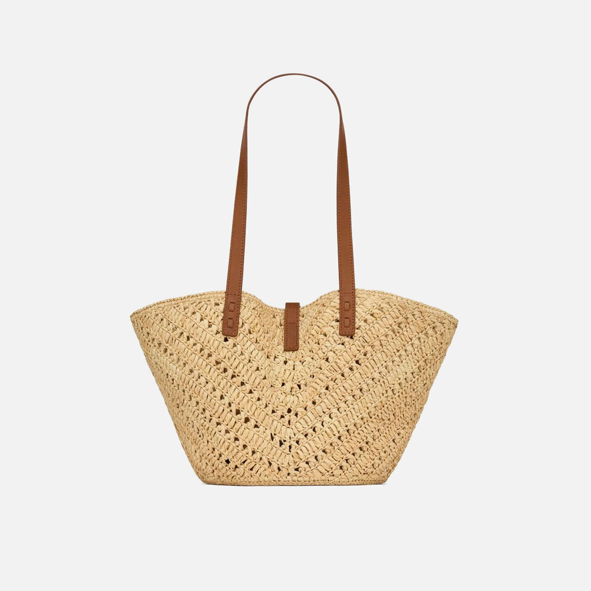 Saint Laurent Panier Rafia Tote Bag - Natural / Brick