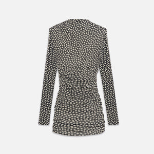 Saint Laurent Ruched Dress - Dotted Tulle