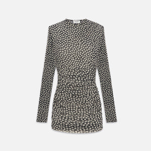 Saint Laurent Card Ruched Dress - Dotted Tulle