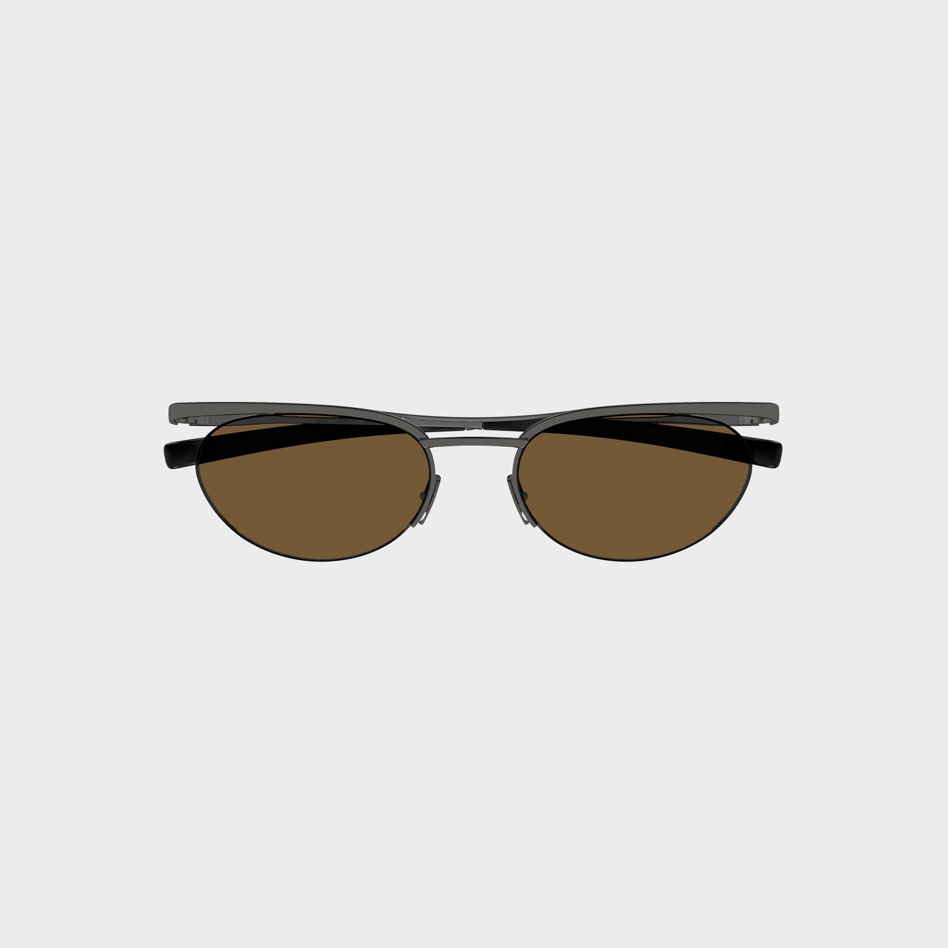 Saint Laurent SL862 Oval Sunglasses - Ruthenium / Brown