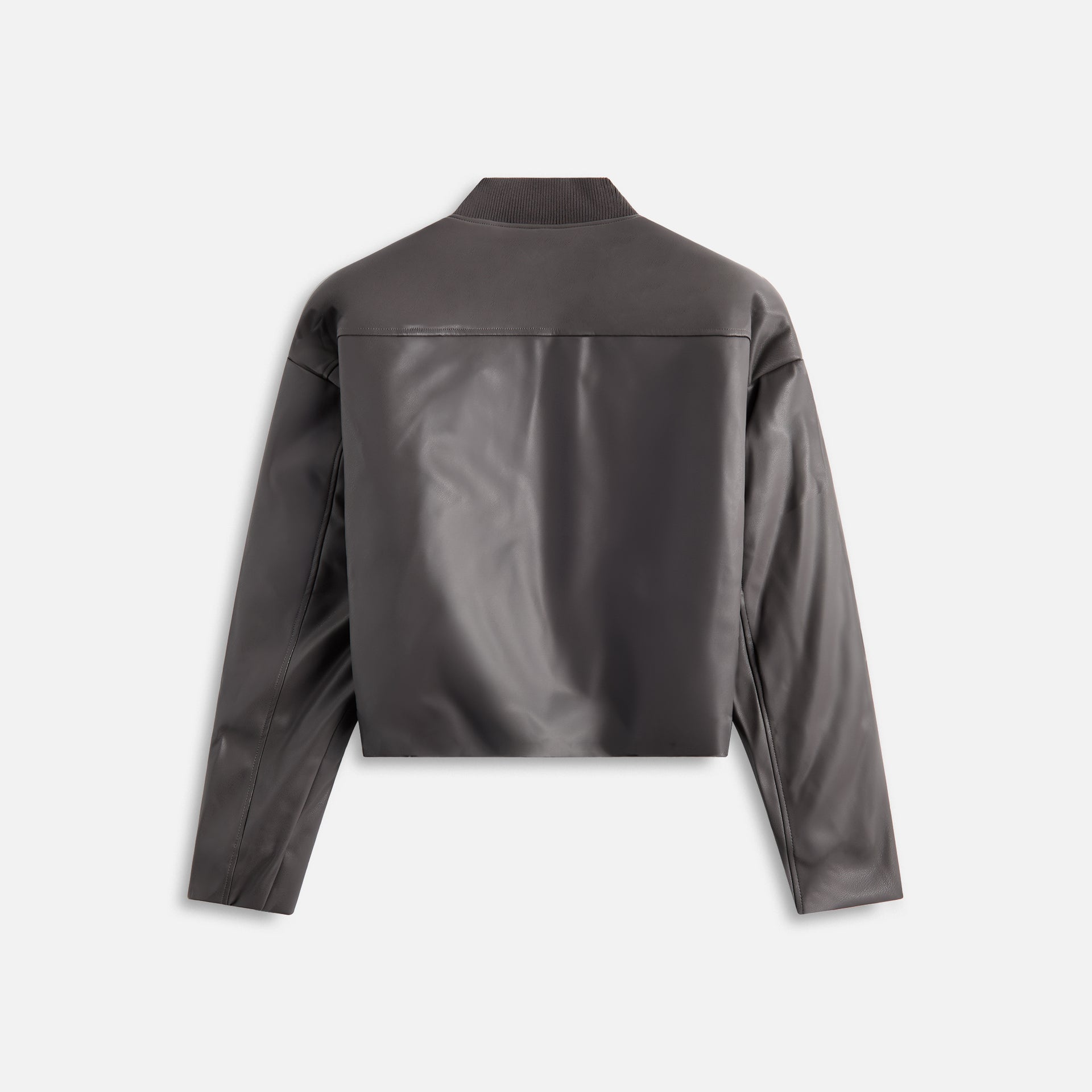 Stampd Faux Leather Oversized Cropped Bomber - Black