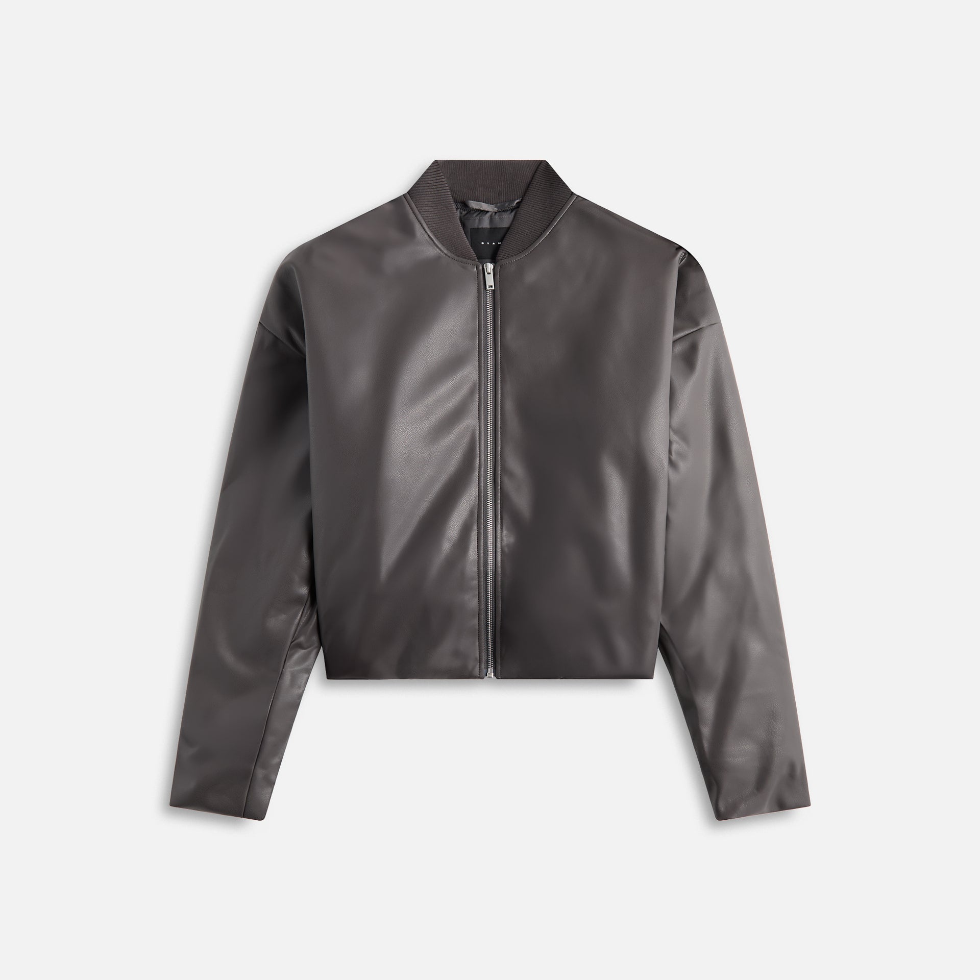 Stampd Faux Leather Oversized Cropped Bomber - Black