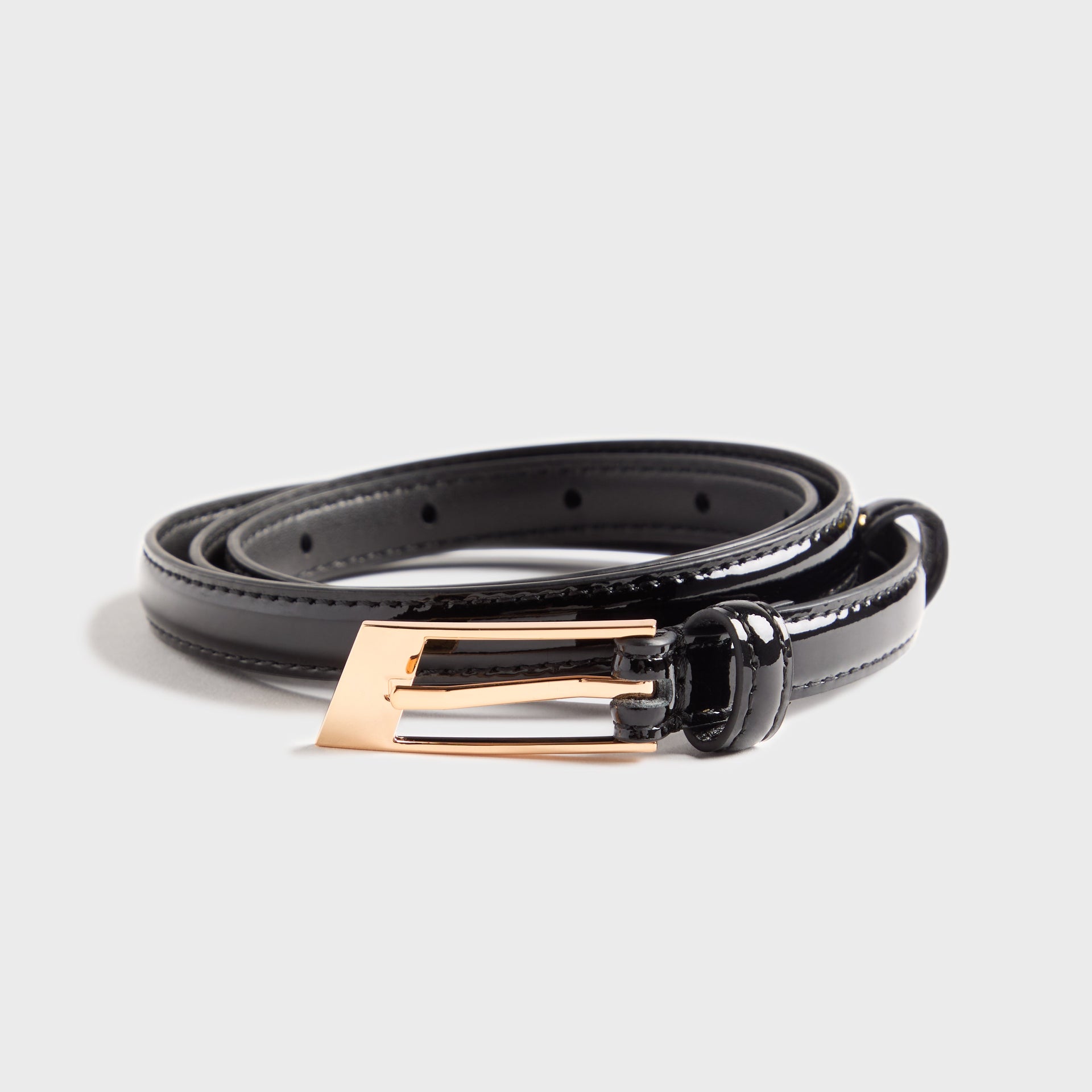 Black Suede Studio Slanted Belt - Black / Gold