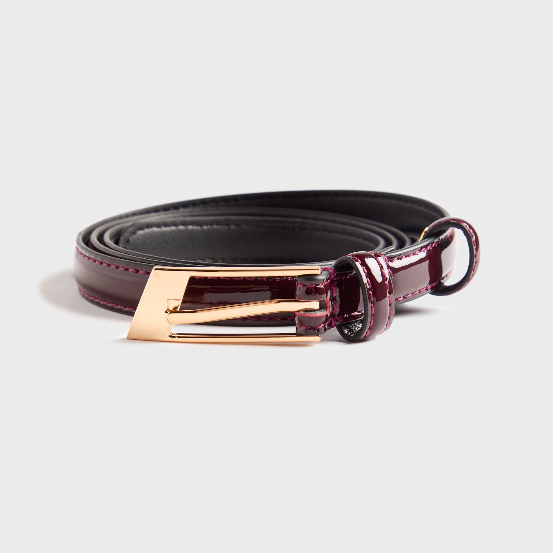 Black Suede Studio Slanted Belt - Raisin / Gold