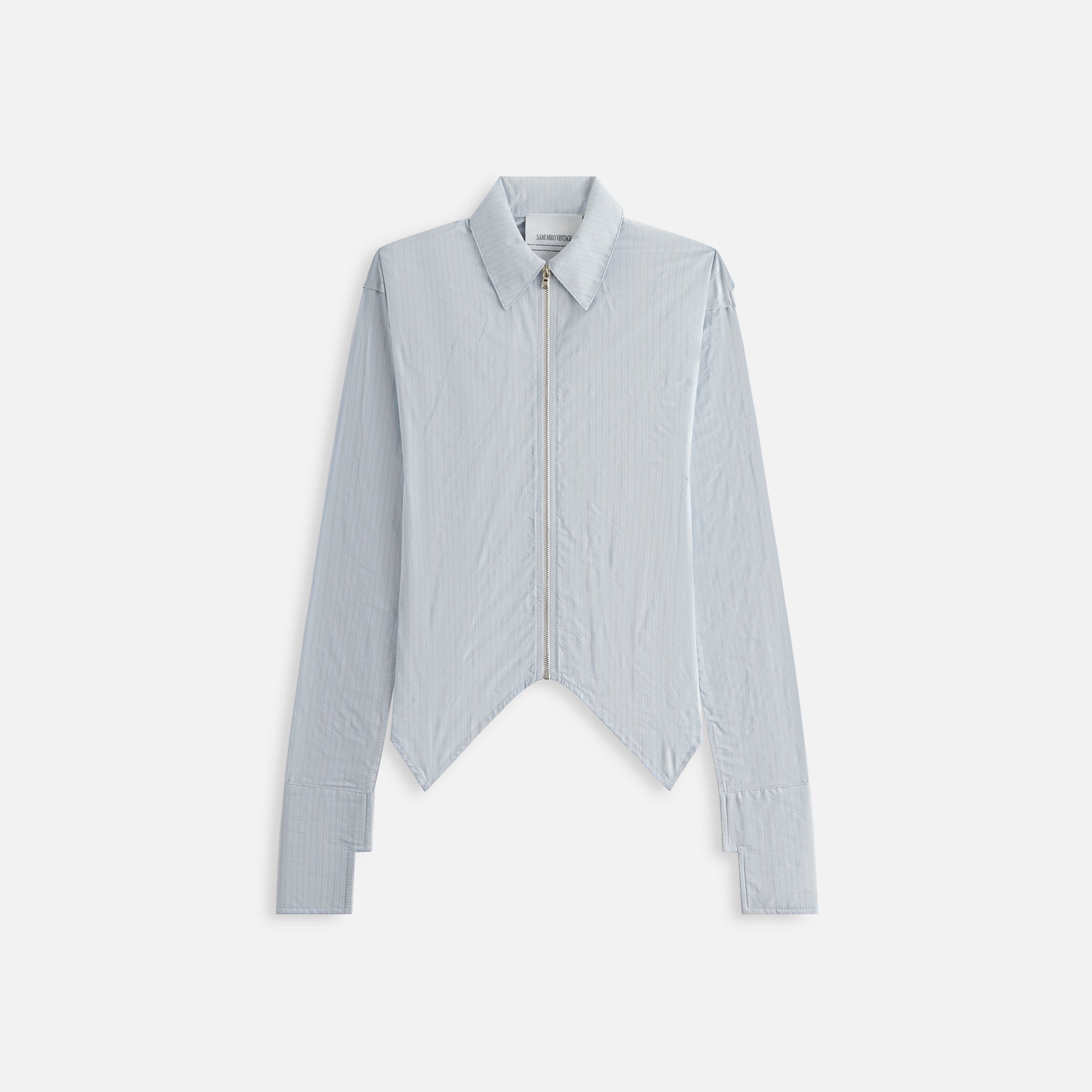 Sami Miro Vintage Curve Zip Blouse - Blue Pinstripe