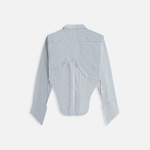 Sami Miro Vintage V Cut Safety Pin Blouse - Blue Pinstripe