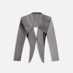 Animal Print Collared Shirt V Cut Blazer - Grey